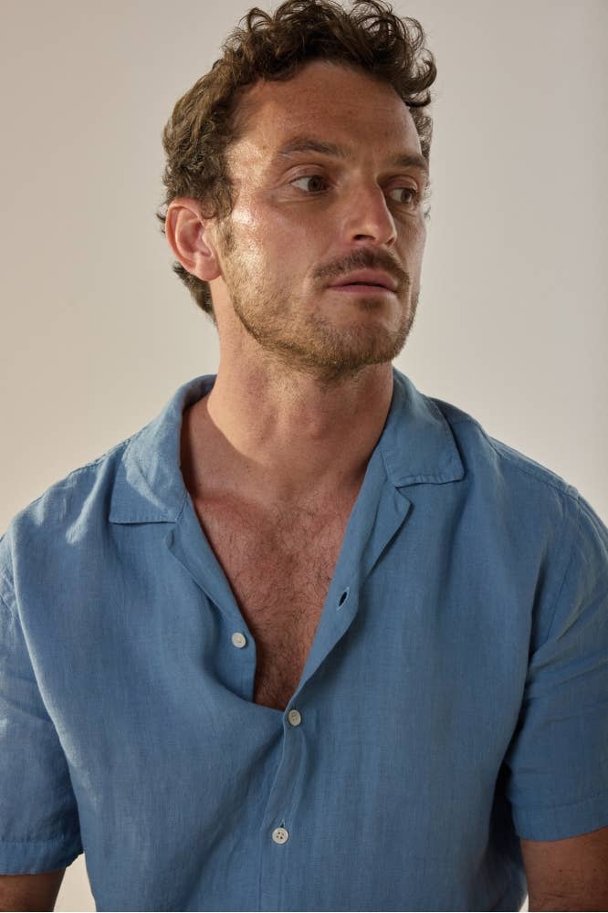 Camicia in lino Papete blu Charron