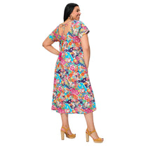 Abito midi estivo floreale multicolore