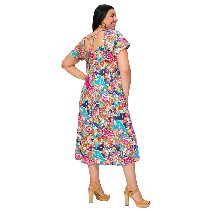 Abito midi estivo floreale multicolore