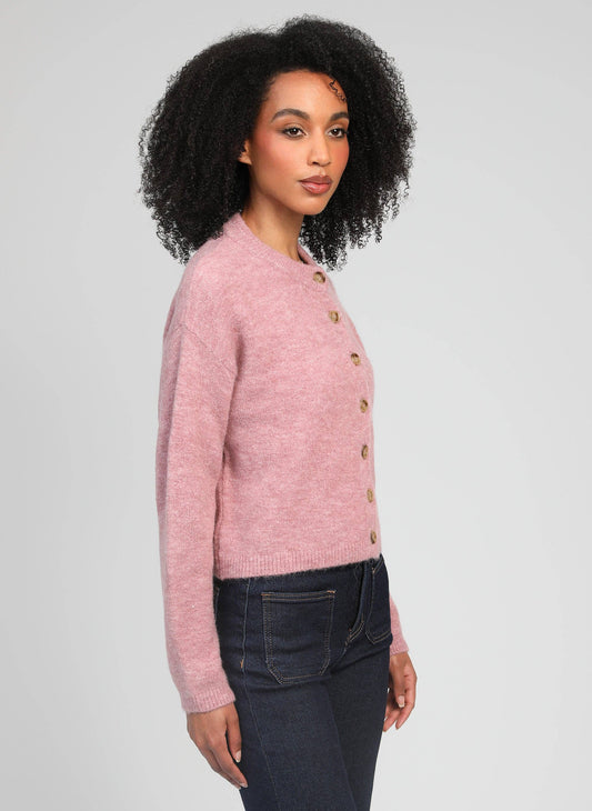 Cardigan Letiana rosa in maglia calda