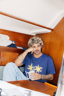 T-shirt Star blu navy in cotone biologico