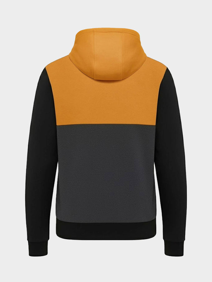 Felpa con zip Chimp in color block senape nero e grigio scuro