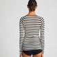 Maglia Amalie a righe marinare in lana e viscosa ecrù/nero