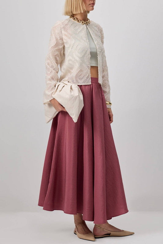 Gonna lunga svasata rosa con tasche