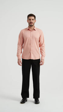 Camicia slim fit in modal color nude