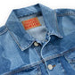 Giacca corta in denim con incisione laser