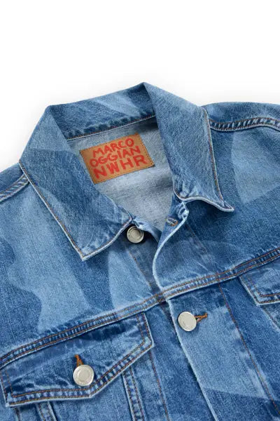 Giacca corta in denim con incisione laser