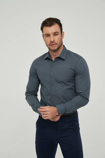 Camicia slim fit grigio antracite da uomo