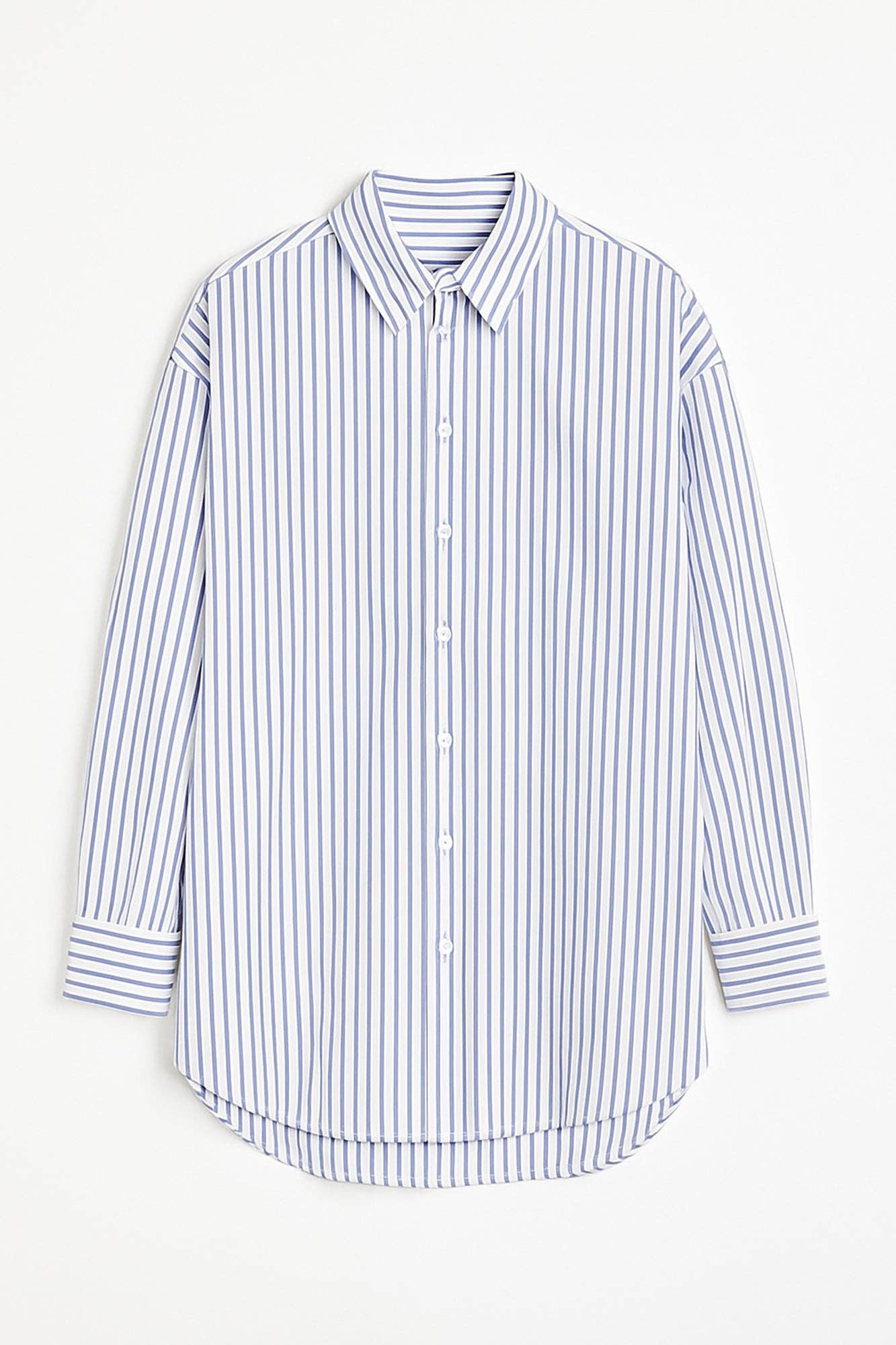 Camicia oversize a righe blu navy
