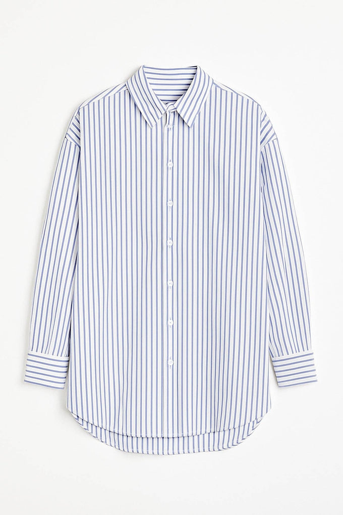 Camicia oversize a righe blu navy