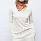 Maglione in maglia rasata con scollo a V