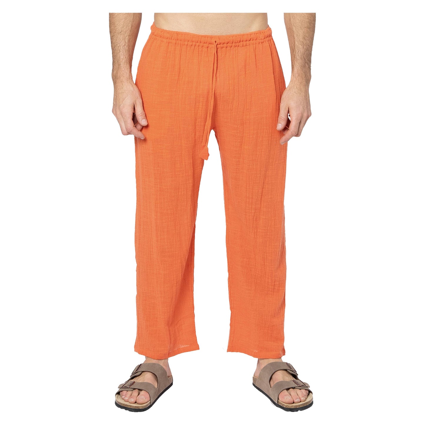 Pantaloni estivi lunghi in cotone arancioni