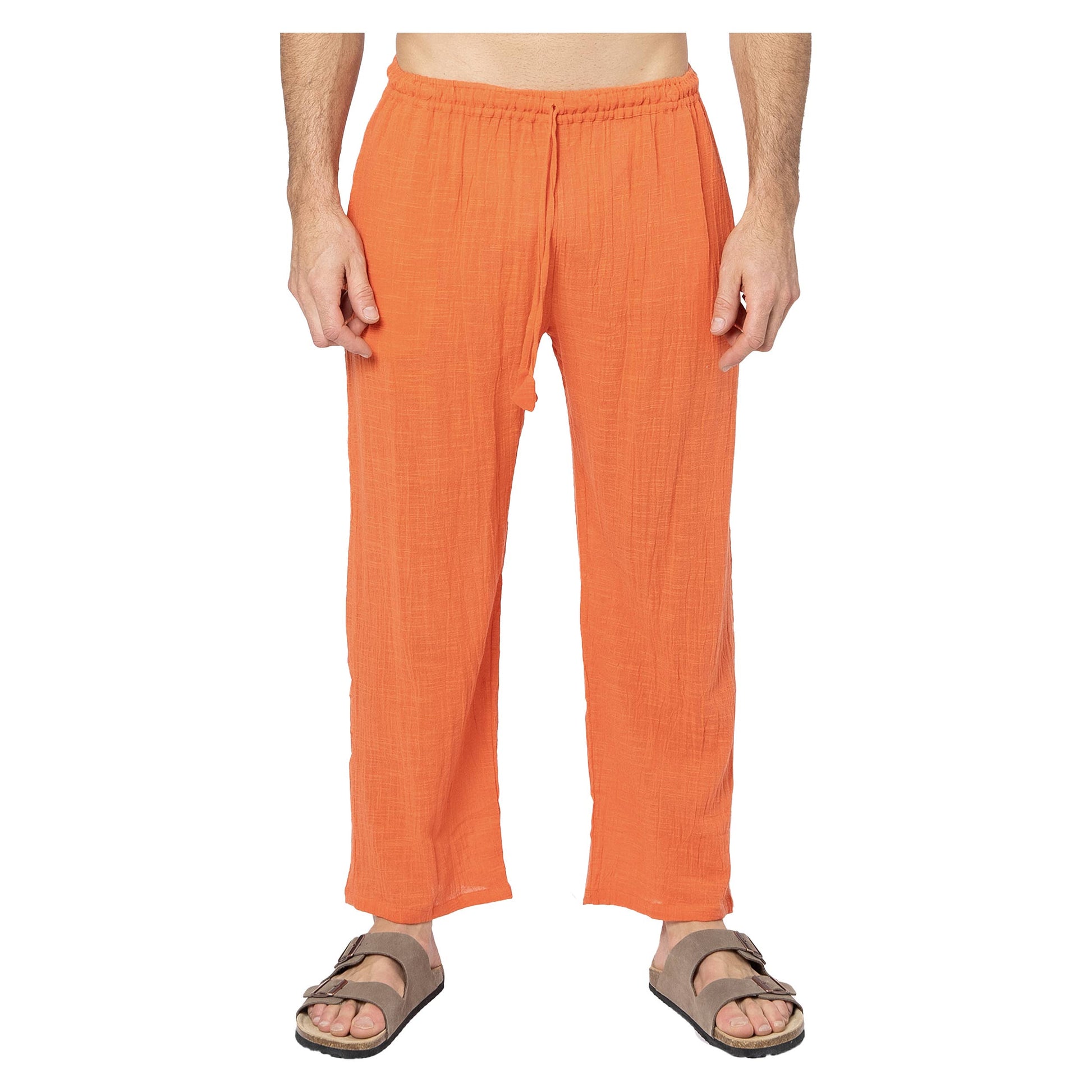 Pantaloni estivi lunghi in cotone arancioni