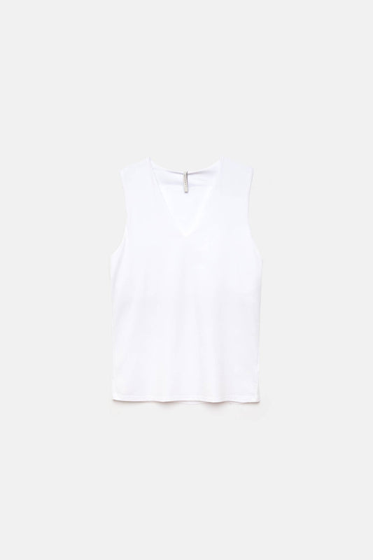 Top basic senza maniche con scollo a V