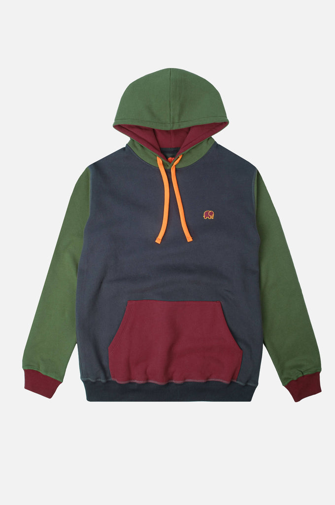 Felpa con cappuccio in cotone biologico color block blu