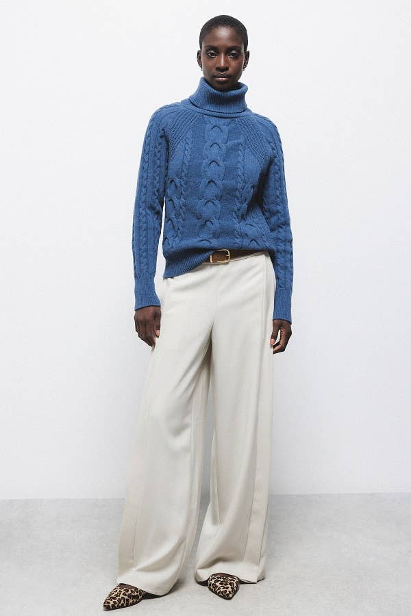 Maglione a collo alto in maglia strutturata