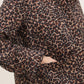 Giacca in velluto leopardata con collo in ecopelliccia removibile