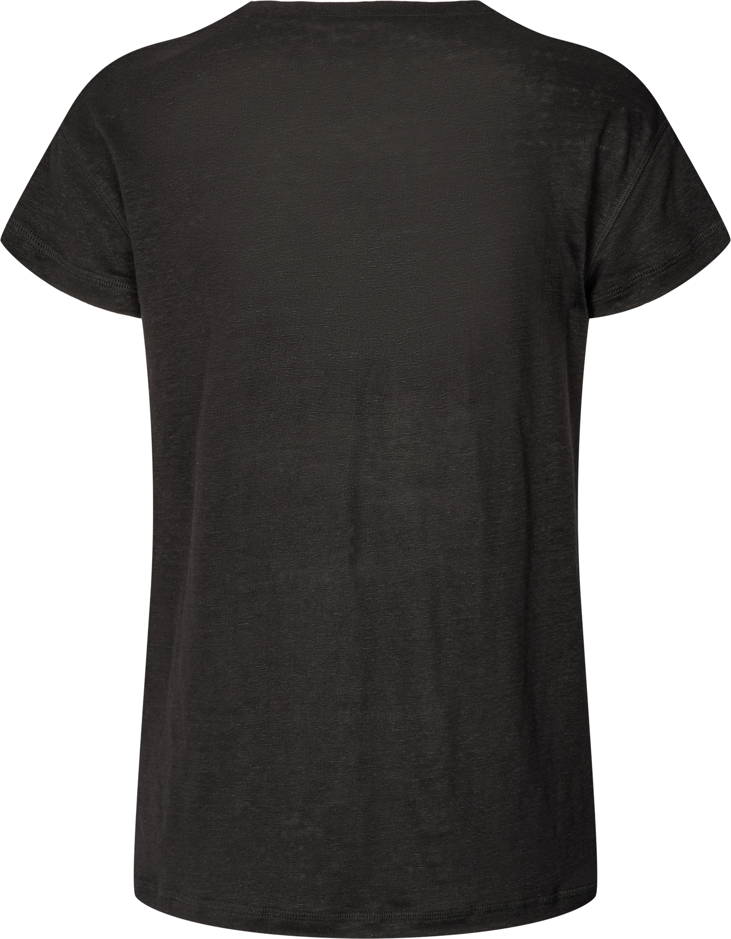 T-shirt in lino Simone nera con scollo a V