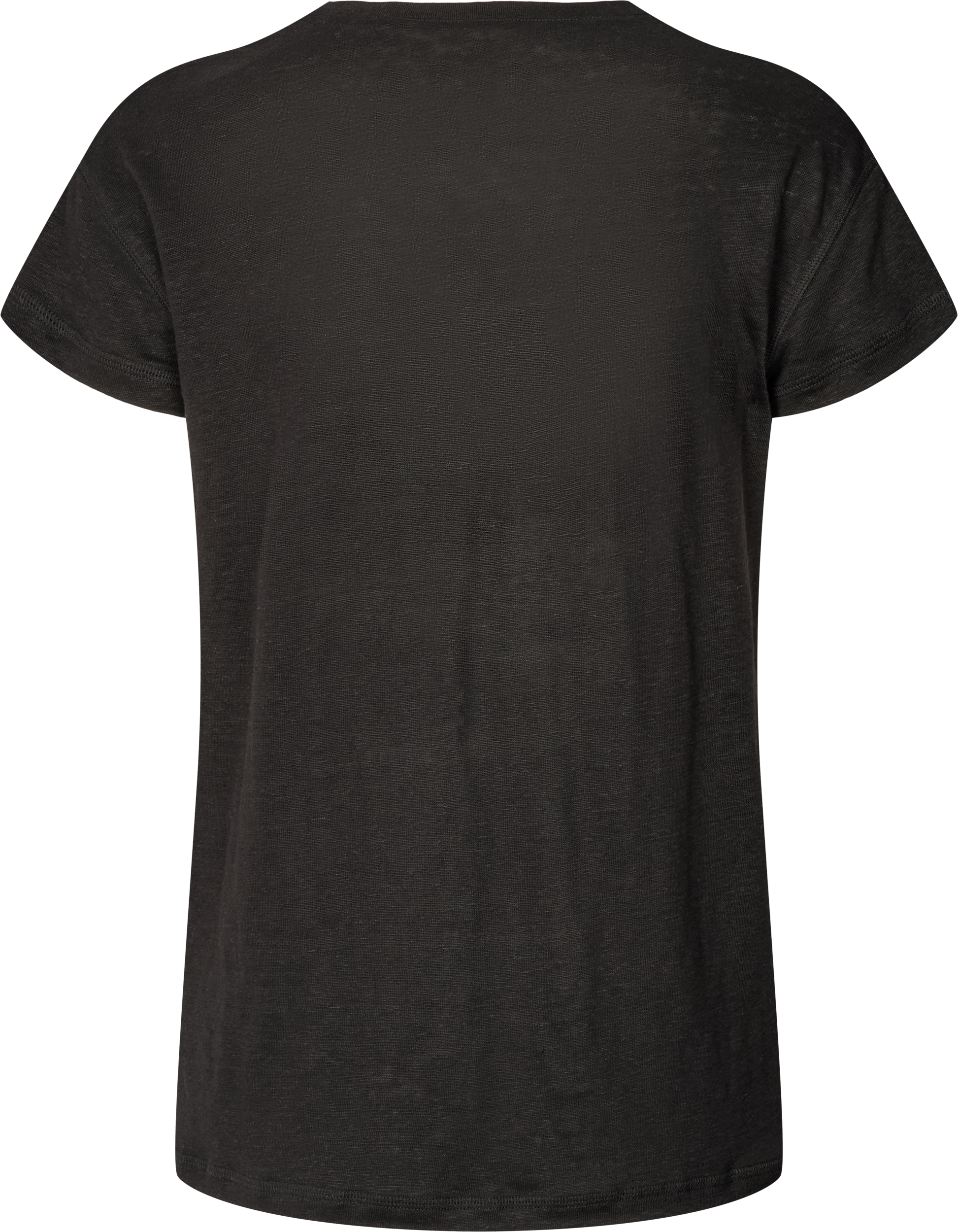 T-shirt in lino Simone nera con scollo a V