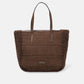Borsa tote in velluto a coste con inserti in eco pelliccia