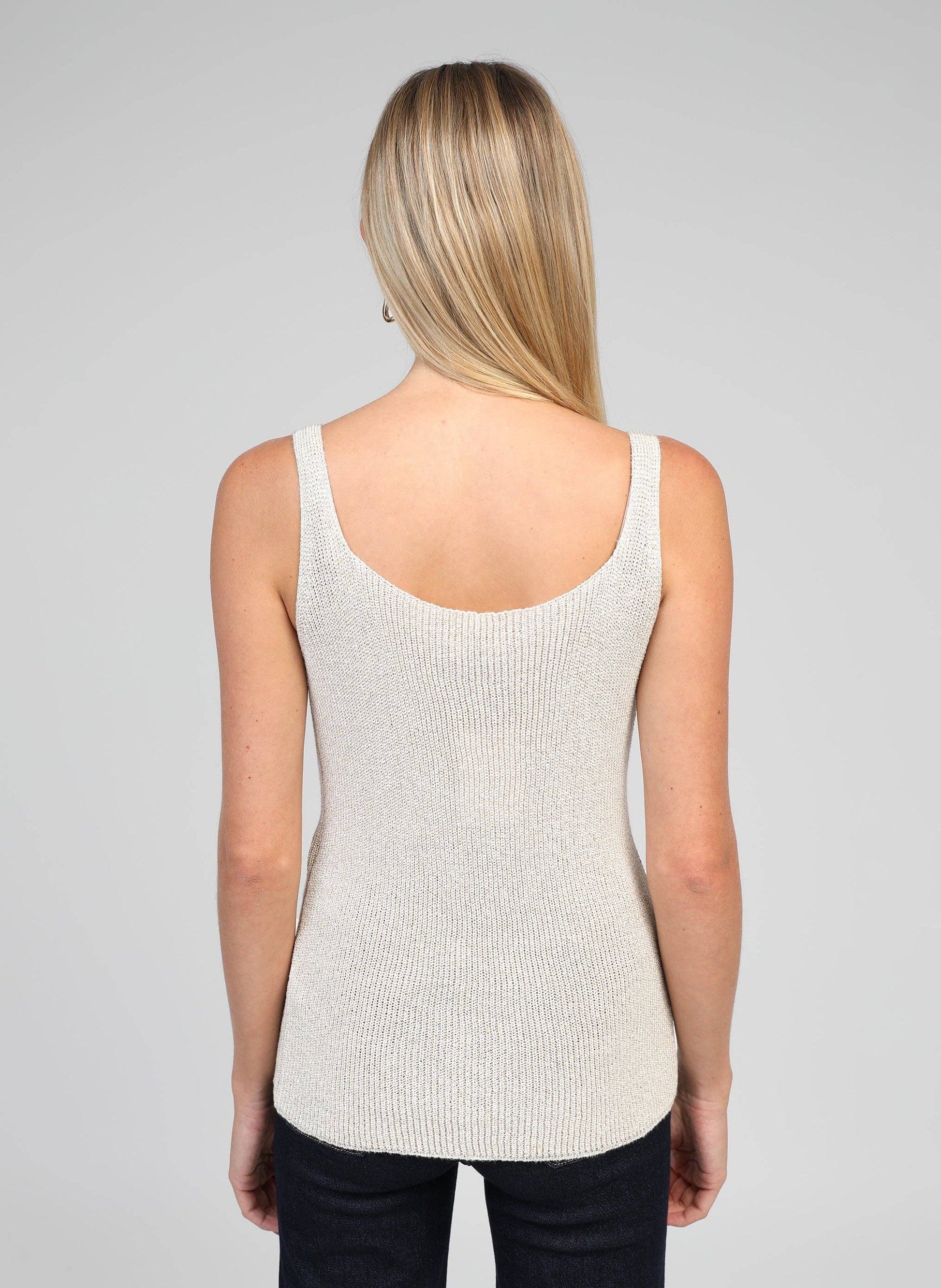 Canotta Lity écru in maglia metallizzata