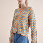 Giacca cardigan in maglia multicolor a zig zag