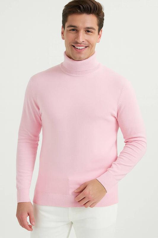 Maglione dolcevita effetto cashmere rosa
