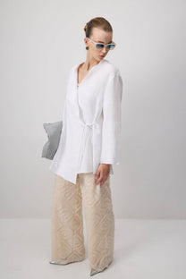 Giacca kimono in lino bianca