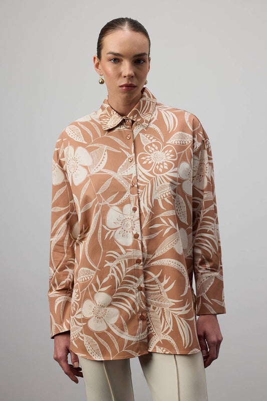Camicia in cotone a fantasia floreale