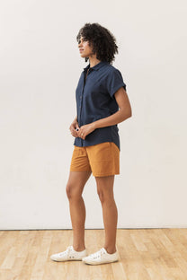 Camicia Bea in seersucker blu navy