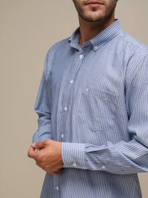 Camicia uomo a righe in cotone misto
