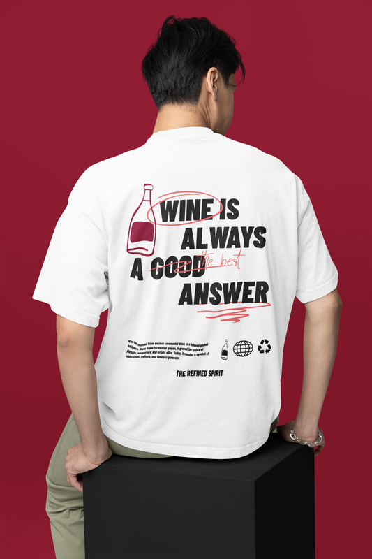 T-shirt unisex in cotone biologico con stampa “Wine is always the best answer”