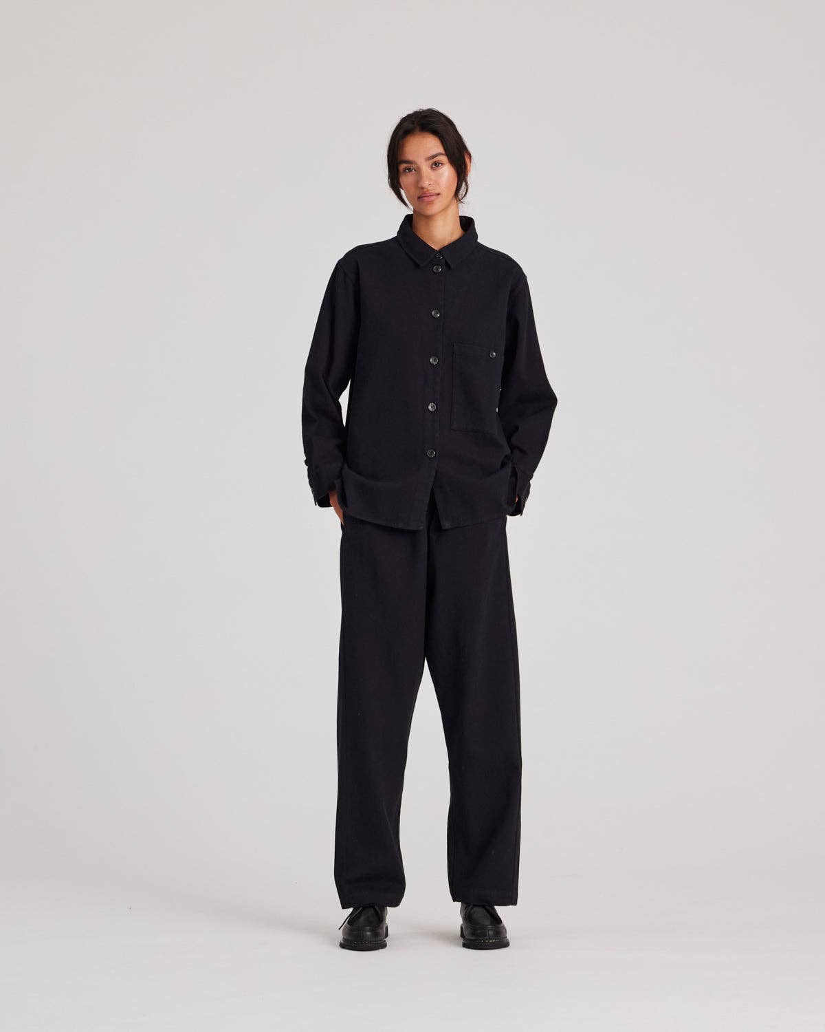 Camicia Sussie in twill di cotone biologico nero