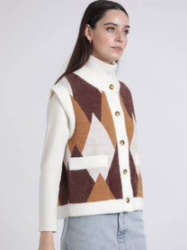 Gilet in maglia jacquard a rombi con bottoni