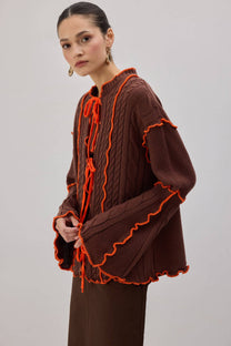 Cardigan in maglia con dettagli a contrasto