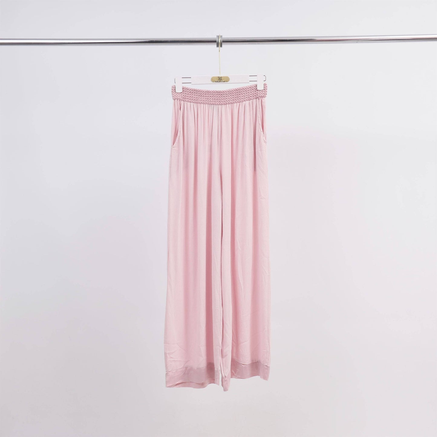 Pantaloni palazzo in viscosa a vita alta