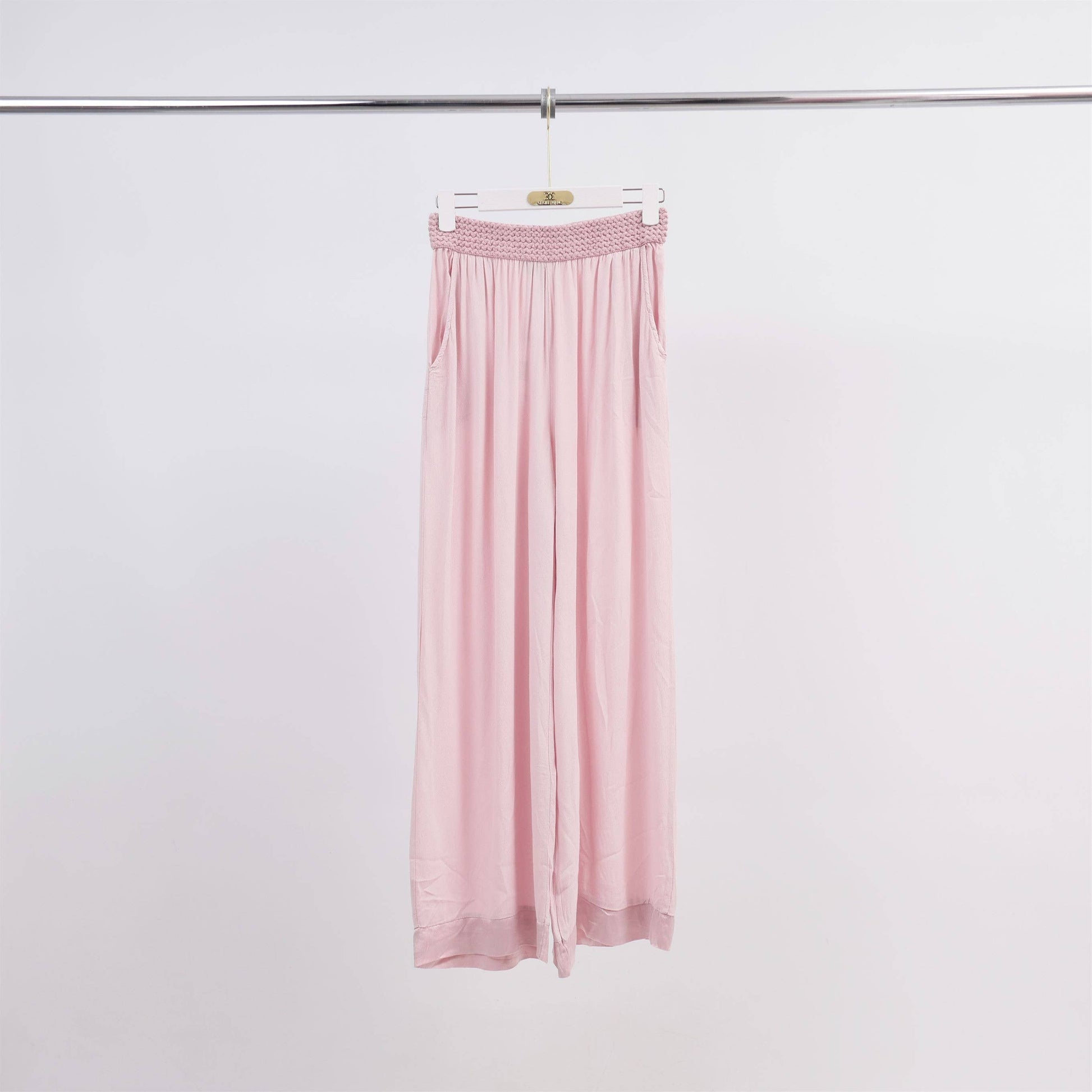 Pantaloni palazzo in viscosa a vita alta