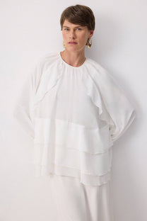 Blusa in chiffon a balze stratificate elegante