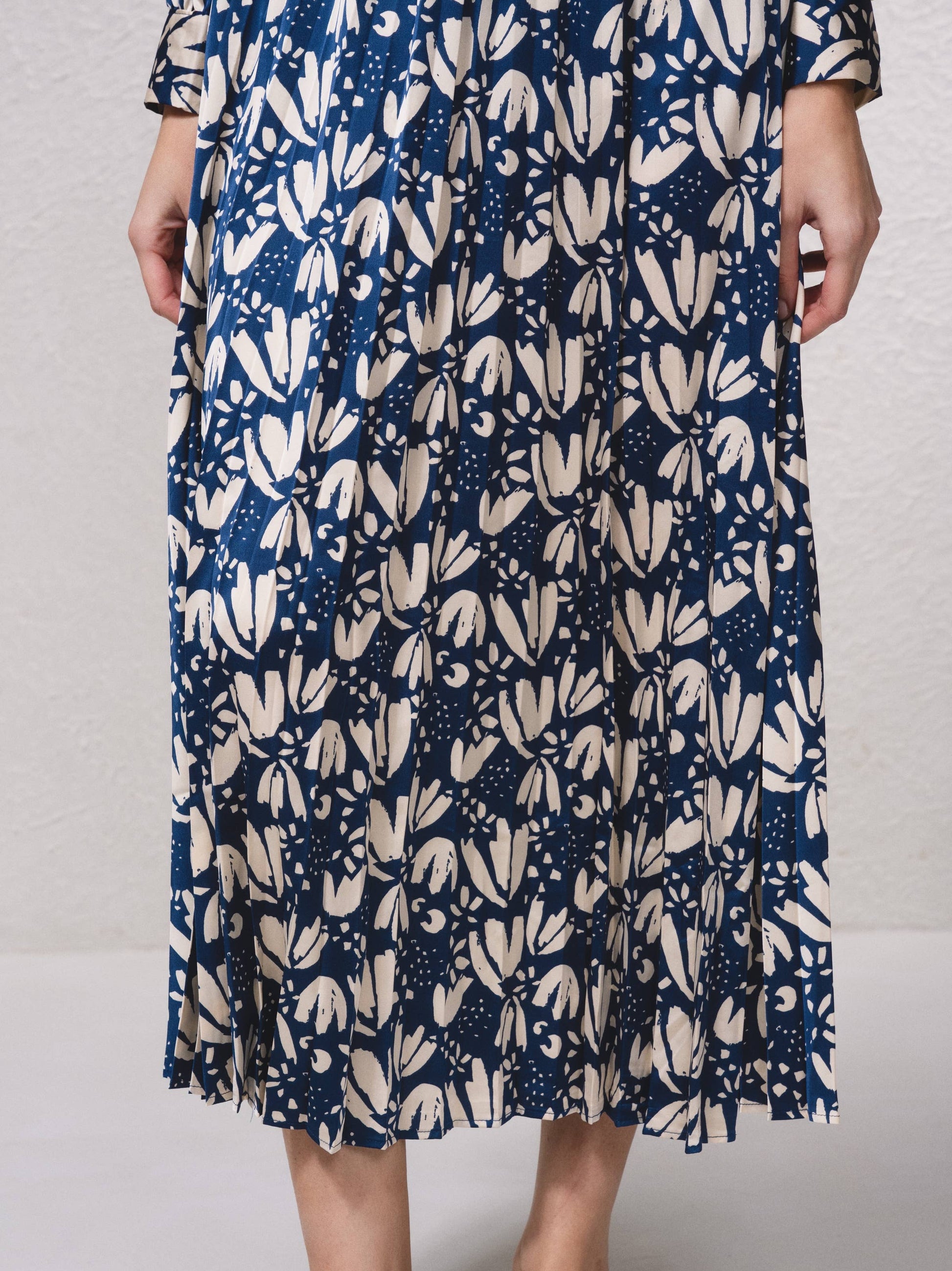 Gonna midi plissettata con stampa floreale