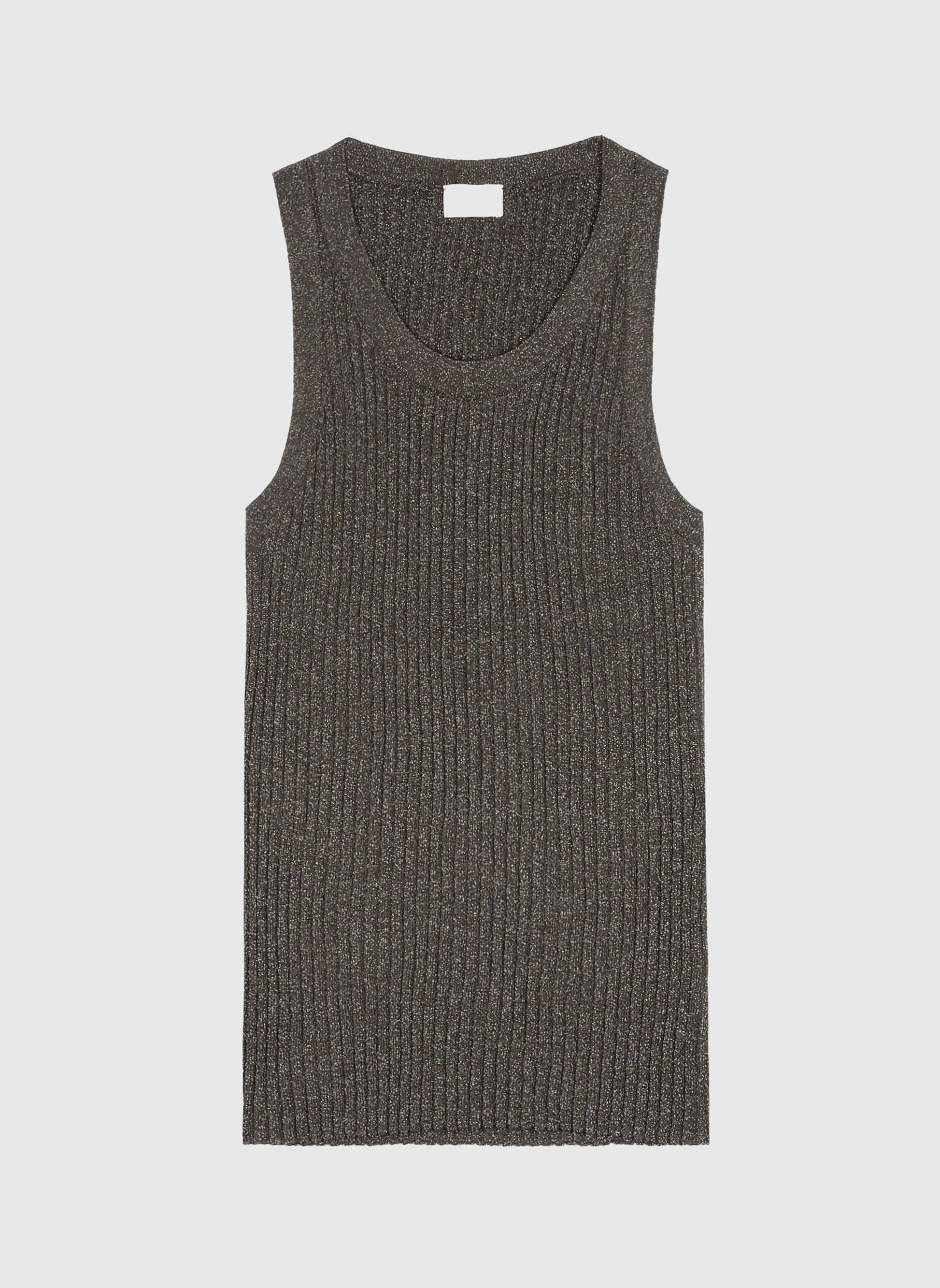 Top Laya in maglia lurex verde army