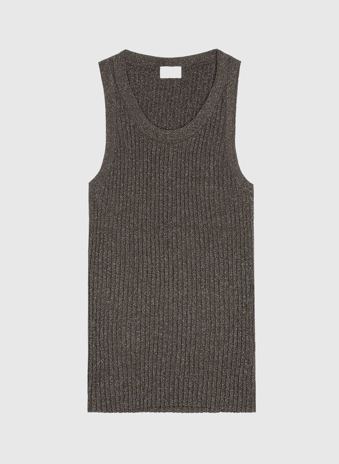 Top Laya in maglia lurex verde army