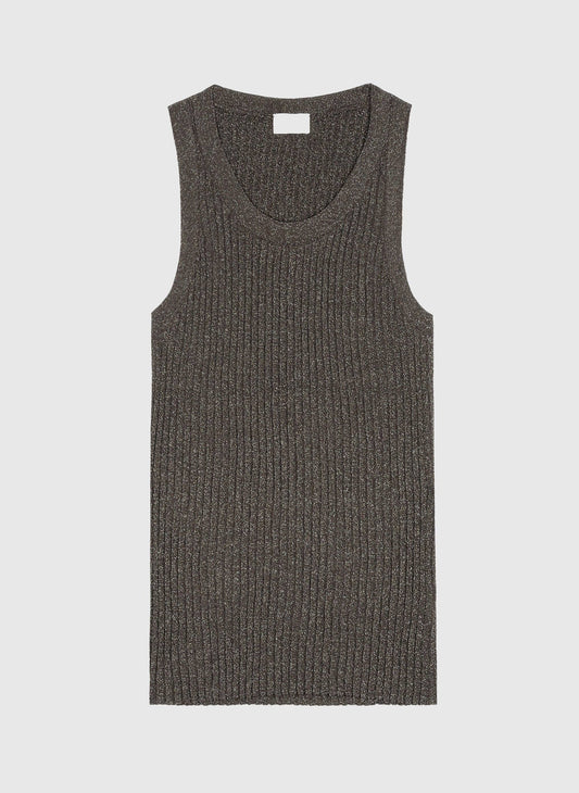 Top Laya in maglia lurex verde army