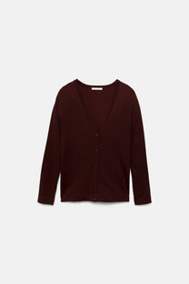 Cardigan in maglia rasata con scollo a V