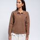 Maglione polo in maglia da donna