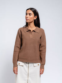 Maglione polo in maglia da donna