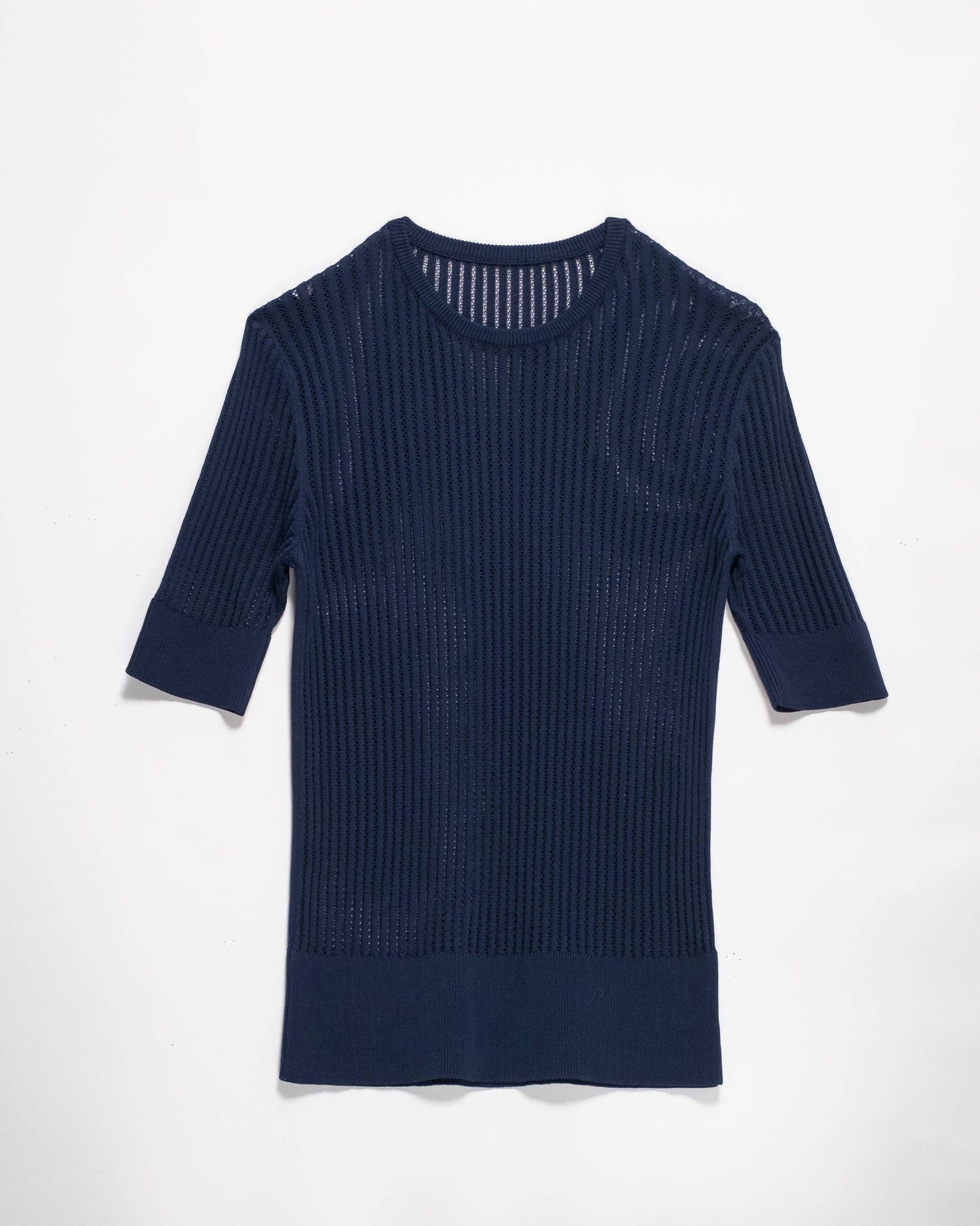 T-shirt in cotone fine con micro pointelle