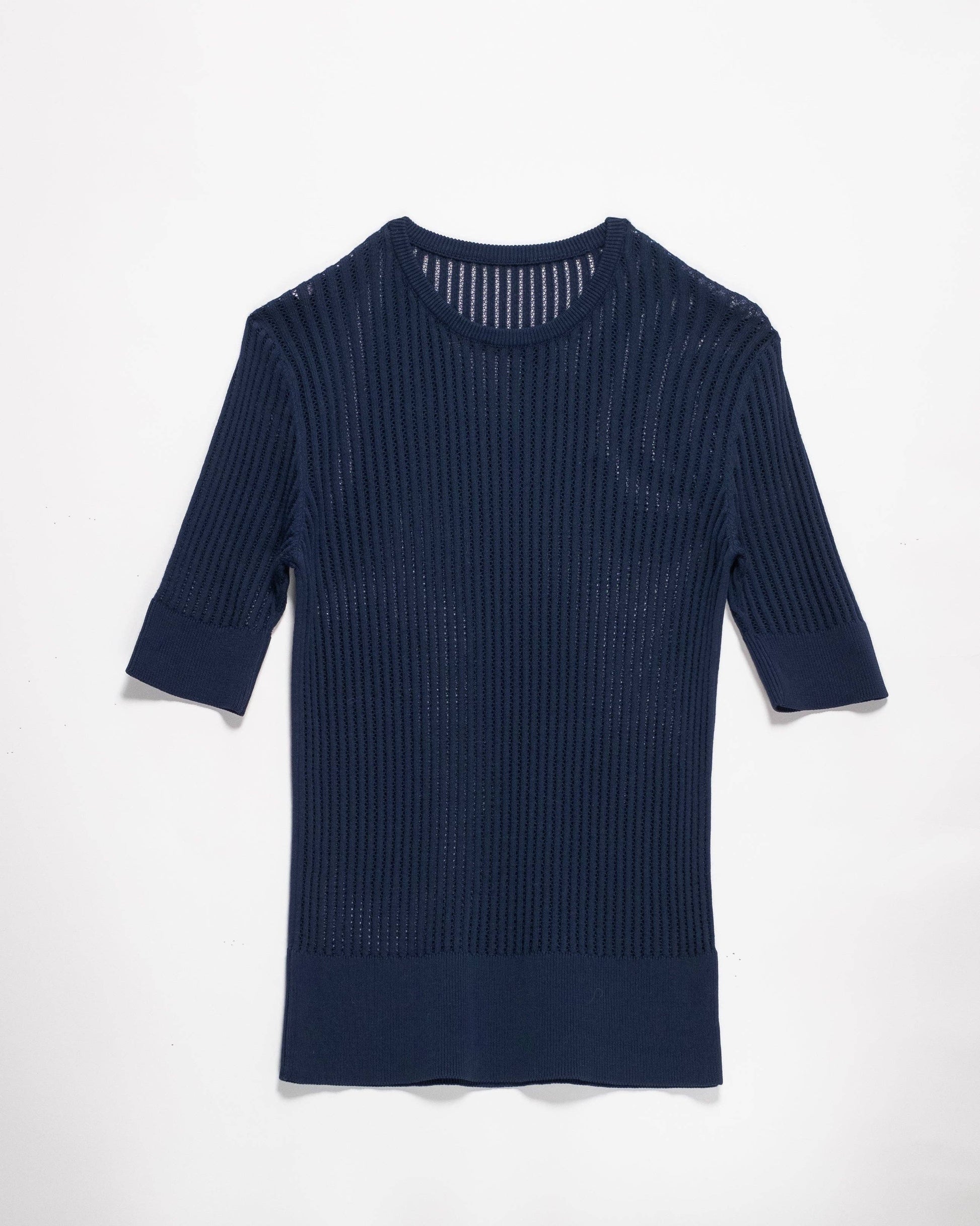 T-shirt in cotone fine con micro pointelle