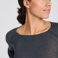 Maglia a maniche lunghe Amalie in lana grigio scuro melange