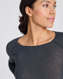 Maglia a maniche lunghe Amalie in lana grigio scuro melange