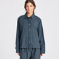 Camicia corta Flora in popeline di cotone biologico blu denim